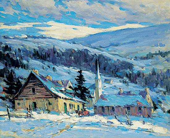 #62 ~ Knowles - Untitled - Winter Village with Sleigh