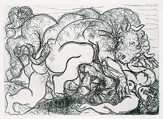 #238 ~ Picasso - Minotaur Attacking an Amazon [Minotaure Attaquant une Amazone]