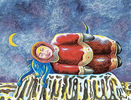 #515 ~ Spina - Sleeping on Mt. Pelly with Dog