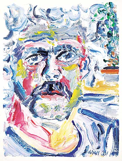 #1273 ~ Nagy - Self Portrait with a R.Myren Canvas as Background #2