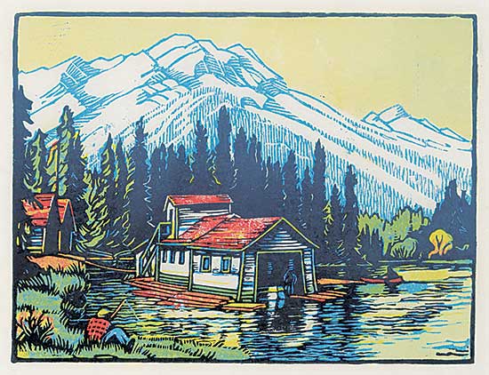 #1364 ~ Shelton - Boathouses and Mount Norquay, Banff