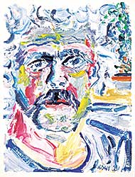 #1273 ~ Nagy - Self Portrait with a R.Myren Canvas as Background #2
