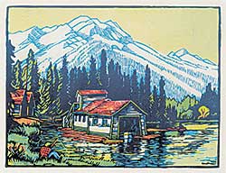 #1364 ~ Shelton - Boathouses and Mount Norquay, Banff