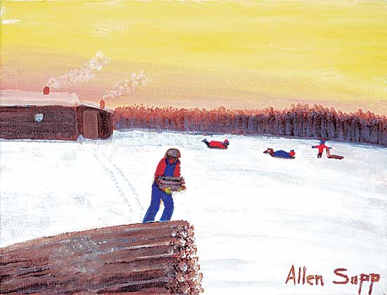 #85 ~ Sapp - Untitled - Kids Sledding While Dad Works