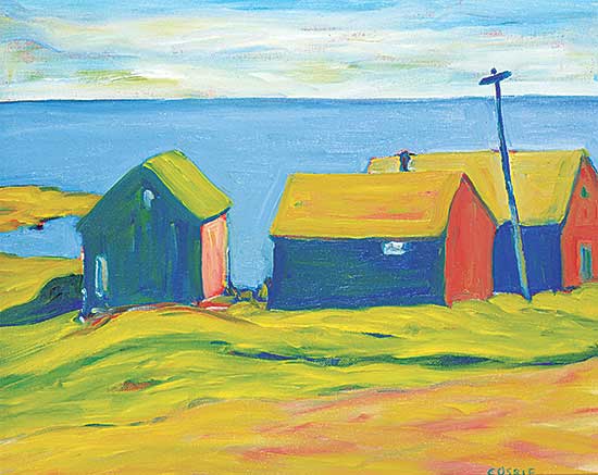 #1376 ~ Ware - Untitled - Three Ocean Shacks
