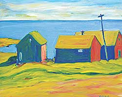 #1376 ~ Ware - Untitled - Three Ocean Shacks #1376 ~ Ware - Untitled - Three Ocean Shacks