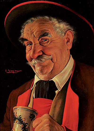 #434 ~ Eichinger - Untitled - Man Holding Floral Stein