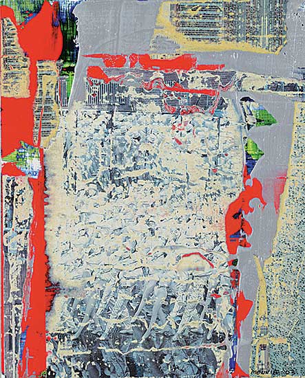 #1216 ~ Mennie - Untitled - Red and Silver Abstract