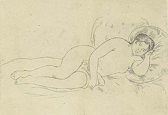 #1273 ~ Renoir - Femme Nue Couchee Tournee a Droite