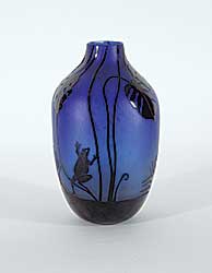 #1140 ~ Henry - Blue Vase with Sandblasted Frogs