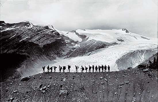 #90 ~ Harmon - Alpine Club of Canada Camp, Upper Yoho, Birdseye View of Yoho Glacier, 1914 [?]