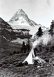 #93 ~ Harmon - Mount Assiniboine with Teepee in Foreground, circa 1927