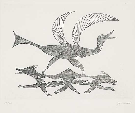 #1025 ~ Ashevak - Untitled - Bird and Animals  #13/50