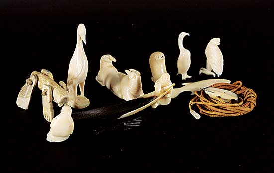 #1157 ~ School - Untitled - Collection of Nine Bone Carvings