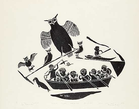 #1194 ~ Talirunili - Untitled - Boat with Owl  #32/50