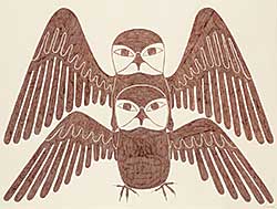 #1026 ~ Ashevak - Untitled - Stacked Owls