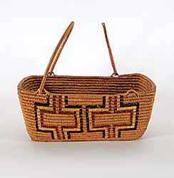 #1294 ~ School - Untitled - Rectangular Basket with Cross Pattern and Handles
