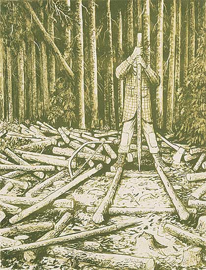 #479 ~ Kurelek - Building A Cord Cradle  #17/50