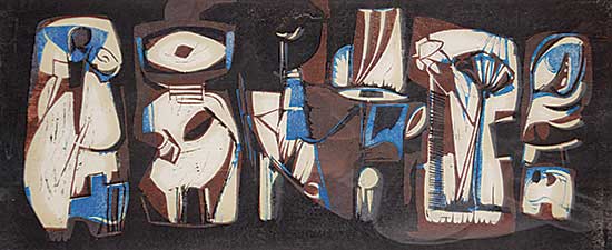 #2140 ~ Graff - Untitled - Brown and Blue Figures