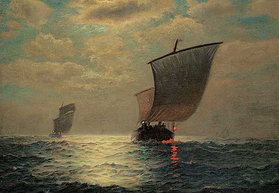 #2402 ~ Walter - Untitled - Ships at Dusk