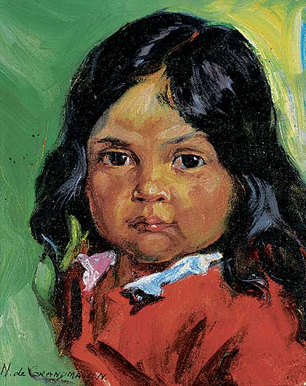 #38 ~ de Grandmaison - Untitled - Portrait of a Young Girl in Red Blouse