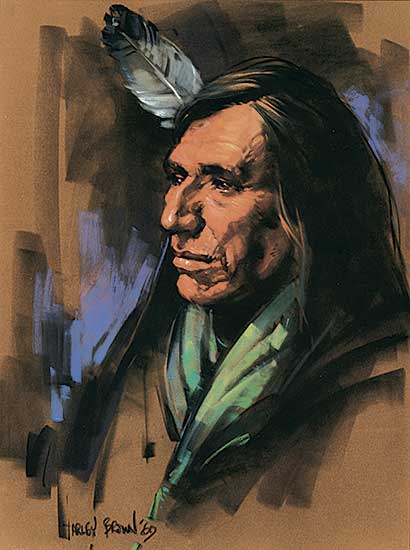 #408 ~ Brown - Untitled - Profile with Feather
