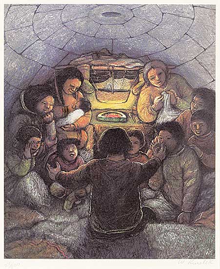 #451 ~ Kurelek - Story-Telling: A Winter Pastime  #24/300