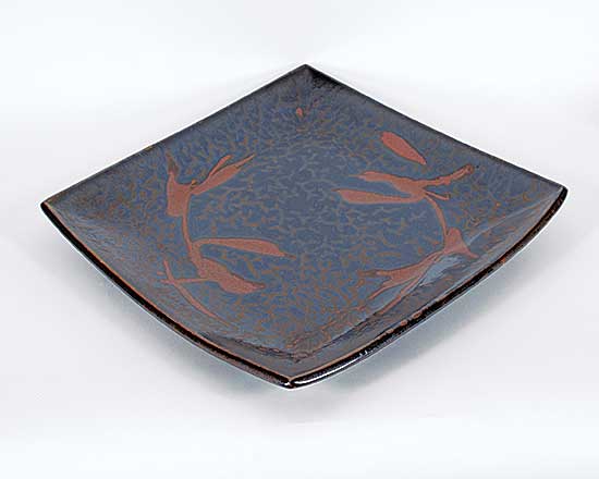 #2356 ~ Liske - Untitled - Black and Red Square Plate