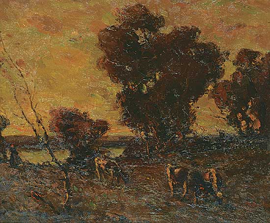#66 ~ Henderson - Grazing Cattle Under Evening Sky