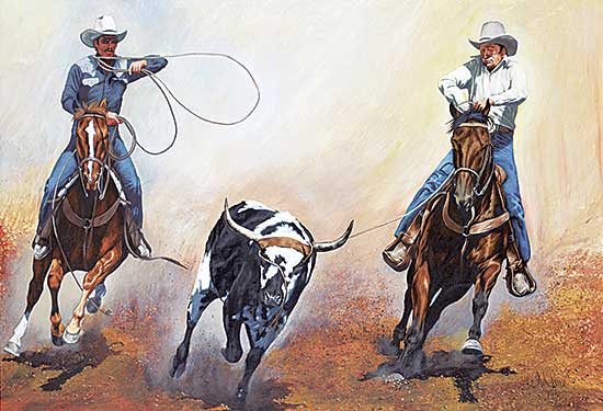 #443 ~ Halvorson - Untitled - Wrangling Cowboys