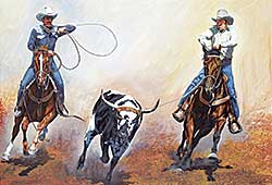 #443 ~ Halvorson - Untitled - Wrangling Cowboys