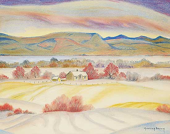#1044 ~ Brown - Untitled - Farmhouse by the Lake