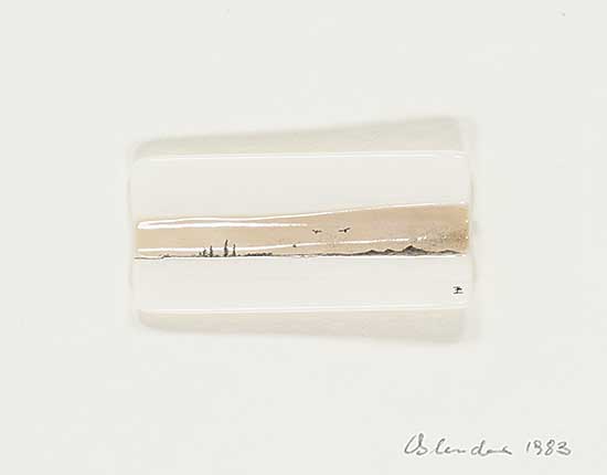 #785 ~ Oslender - Untitled - Birds on Horizon Scrimshaw