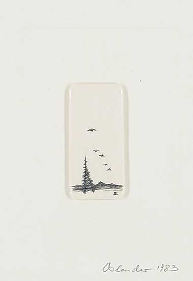 #786 ~ Oslender - Untitled - Geese over Tree Scrimshaw