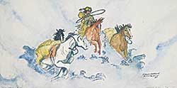 #859 ~ Standing Alone - Driving Packhorses in Blizzard  #16/199