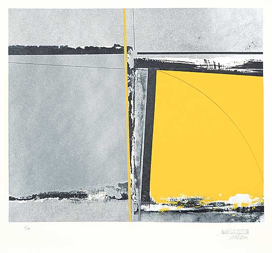 #440 ~ Knudsen - Untitled - Silver and Yellow Abstract  #2/60