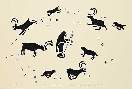 #2066 ~ Nigiyok - Dogs Chasing Caribou  #5/50