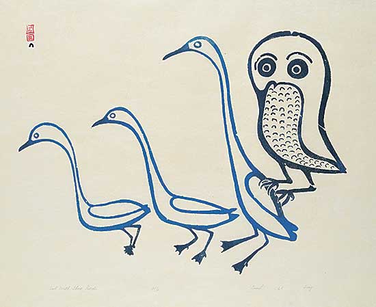 #2092 ~ Qinnuayuak - Owl with Three Birds  #AP/2