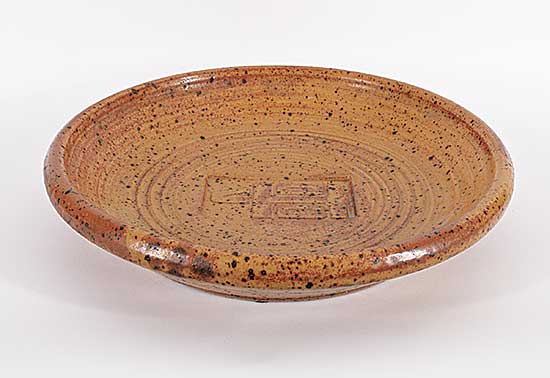#2212 ~ Ceramic Arts Calgary - Untitled - Large Speckled Bowl with Embossed Symbol