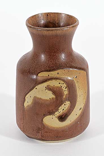 #2225 ~ Ceramic Arts Calgary - Untitled - Small Brown Calligraphic Vase
