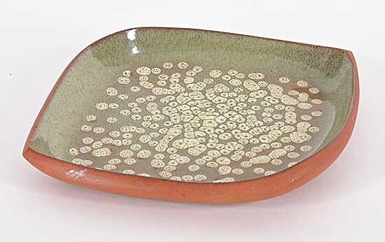 #2322 ~ Lindoe - Untitled - Green and Brown Organism Dish