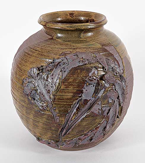 #2350 ~ School - Untitled - Round Vase with Flower Detail