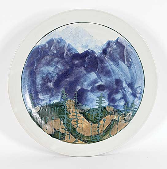 #2361 ~ Wells - Untitled - Mountain Landscape Hanging Plate #2