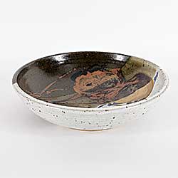 #2328 ~ Liske - Untitled - Green and Beige Bowl with Flower Design