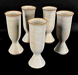 #2346 ~ School - Untitled - Five Flecked Cream and Tan Cups