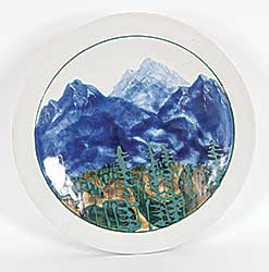 #2360 ~ Wells - Untitled - Mountain Landscape Hanging Plate #2360 ~ Wells - Untitled - Mountain Landscape Hanging Plate