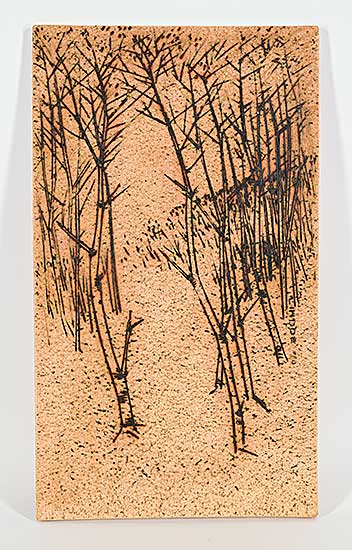 #1191 ~ Lindoe - Untitled - Flat Ceramic with Tree Detailing