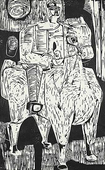 #1233 ~ Ohe - Untitled - Armoured Knight on Horseback