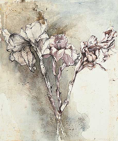 #1363 ~ Wood - Untitled - Irises