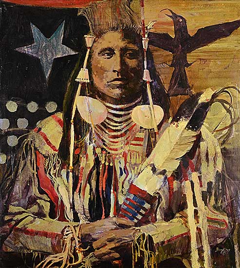 #2032 ~ Boyle - Untitled - Portrait of a Man with Bird and Stars #2032 ~ Boyle - Untitled - Portrait of a Man with Bird and Stars